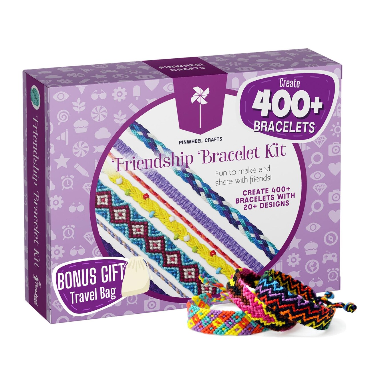 Crafts Friendship Bracelet Kit – DIY String Bracelet Making Kit for Girls 8-12 – 100 Floss, Colored/Metal Beads, Braiding Clip, Design Book – Jewelry Making Set for Girls Gift